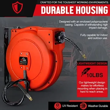 REELWORKS Durable Retractable 33ft Air Hose Reel
