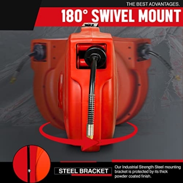 REELWORKS Durable Retractable 33ft Air Hose Reel