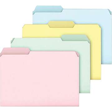 Ampad Pastel File Folders - 100 Assorted Letter Size