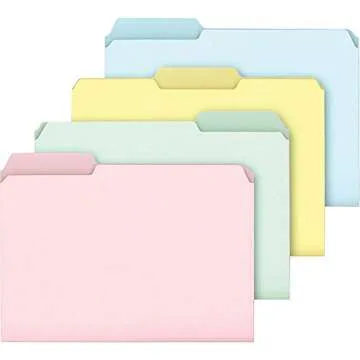 Ampad Pastel File Folders - 100 Assorted Letter Size