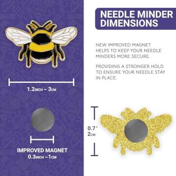 The Quilted Bear Needle Minders - Magnetic Enamel Needle Keeper for Sewing Pins, Sewing Needles, Emb...