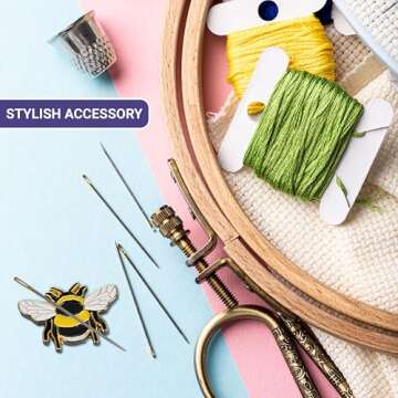 The Quilted Bear Needle Minders - Magnetic Enamel Needle Keeper for Sewing Pins, Sewing Needles, Embroidery Needles, Cross Stitch Needles - Bee