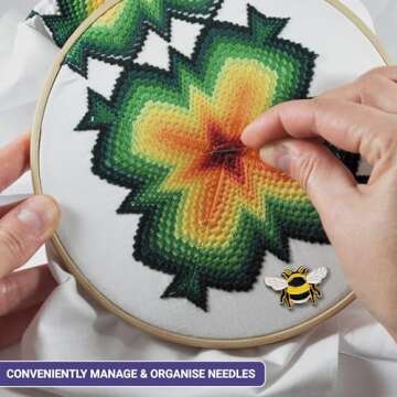 The Quilted Bear Needle Minders - Magnetic Enamel Needle Keeper for Sewing Pins, Sewing Needles, Embroidery Needles, Cross Stitch Needles - Bee