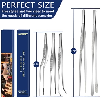 5 Pcs Kitchen Fine Tweezers Tongs Set for Precision Cooking