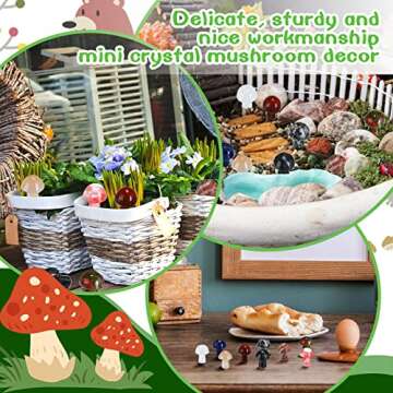 Nuanchu 20 Pcs Crystal Mushroom Sculpture Decor Hand Making Mini Mushroom Worry Stones Crystal Bulk Gemstone Quartz Polished Mushroom Decor for Witchcraft Holiday DIY Meditation Garden(Vivid Colors)