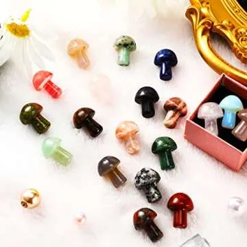 Nuanchu 20 Pcs Crystal Mushroom Sculpture Decor Hand Making Mini Mushroom Worry Stones Crystal Bulk Gemstone Quartz Polished Mushroom Decor for Witchcraft Holiday DIY Meditation Garden(Vivid Colors)