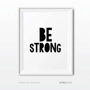 Andaz Press Unframed Nursery Kids Room Wall Art, Modern Black and White, Be Strong, Be Brave, 8.5x11-inch Print Poster Signs Gift, 2-Pack, Christmas Birthday Baptism Gift