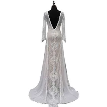 Vintage Long Sleeve Beach Wedding Dress for Brides 2023