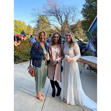 Women's Wedding Dresses Beach for Bride 2023 Vintage Long Sleeves Lace Bohemian Bridal Gown Champagne