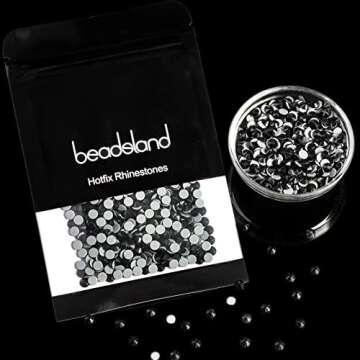 Beadsland Hotfix Rhinestones, 2880pcs Flatback Crystal Rhinestones for Crafts Clothes DIY Decoration, Black, SS10, 2.7-2.9mm