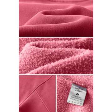 Hatant Sweatshirt for Women Acid Wash Athletic Hoodies Heritage Fleece V-neck Long Sleeve Hoodie Y2K Crop Pullover Women Sweatshirt Cotton Fleece Lined Hoodies Workout Pullover Shirt Rose-S