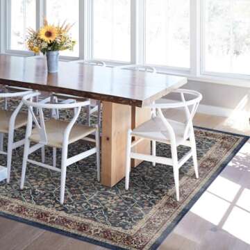 Ruggable Washable 5x7 Area Rug, Celestine Sapphire, Premium Vintage Rugs for Living Room, Bedroom, K...