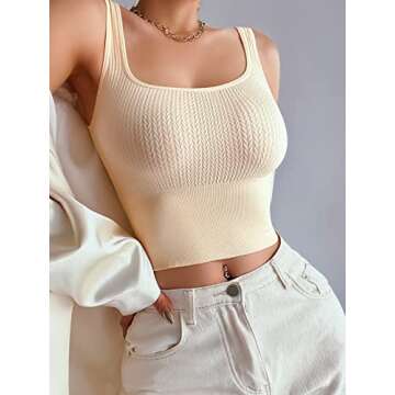 SOLY HUX Womens Pajamas Sleepwear 2 Piece Lounge Set Loungewear Set Seamless Rib Crop Tank Top and Shorts Sets Apricot S