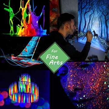 HXDZFX Glow in The Dark Pigment Powder UV Powder(Set of 12 Packs 0.4oz Each) Safe Non-Toxic for Slime,Nails,Epoxy Resin,Acrylic Paint,Halloween,Acrylic Paint,Fine Art and DIY Crafts