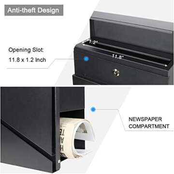 Lockable Outdoor Mailbox with Large Capacity and Keys