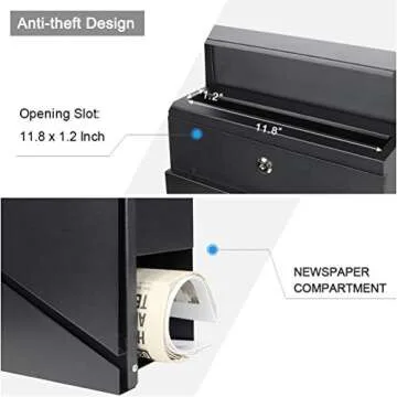 Lockable Outdoor Mailbox with Large Capacity and Keys