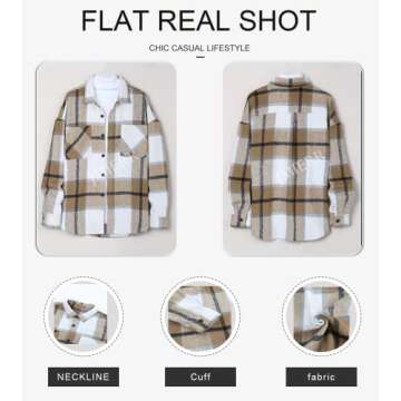JMIERR Mens Flannel Jackets for Men Casual Button Down Long Sleeve Plaid Shirt Lightweight Shackets with Pockets,US 40(M),Brown