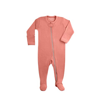 bonamy Baby Boys Girls Organic Cotton Zip Front Sleeper Pajamas, Footed Sleep 'n Play with Mittens