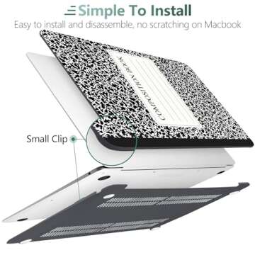 DONGKE Compatible with MacBook Air 13 inch Case 2021 2020 2019 2018 Release A2337 M1 A2179 A1932 with Retina Display & Touch ID, Plastic Hard Shell & Keyboard Cover - Composition Book