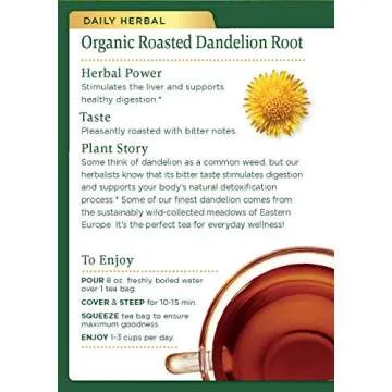 Roasted Dandelion Root Tea - 16 Count - Pack of 1, 0.85 oz