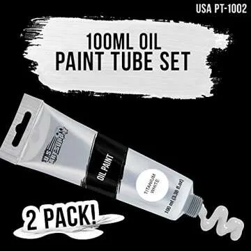 U.S. Art Supply Artists Oil Color Paint, Titanium White, 2 Extra-Large 100ml Tubes - Professional Gr...