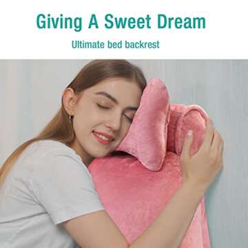 Vekkia Premium Soft Reading & Bed Rest Pillow with Higher Support Arm, Pocket, Free Neck Pillow. Bac...