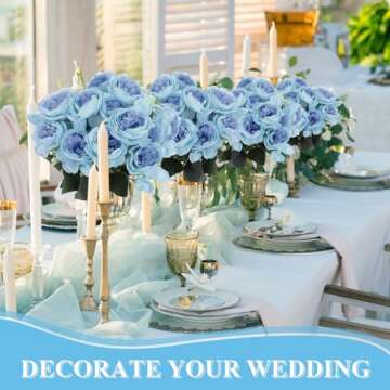 Yunsailing 8 Pack Artificial Peony Flowers Faux Silk Hydrangea Bouquet Wedding Home Table Decor Reusable Bouquet of Rose Flower for Birthday Wedding