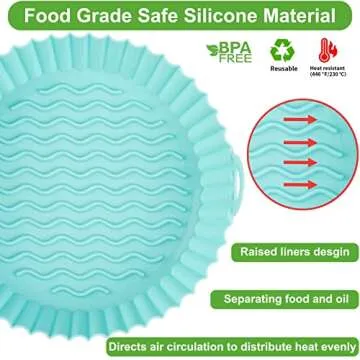 Air Fryer Silicone Liners, 2 Pcs Reusable Round Air Fryer Pot, Food Safe Non Stick Air Fryer Basket Oven Accessories, Replacement of Flammable Parchment Liner Paper Fits 3 To 5QT Air Fryer(Pink+Blue)