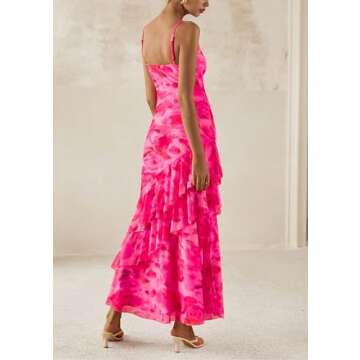 PRETTYGARDEN Maxi Dresses for Women 2025 Summer Tiered Floral Beach Sundress Spaghetti Strap Wedding...