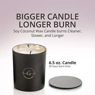 Reed Diffuser & Luxury Scented Candle Gift Set - 6.8 fl oz Sandalwood Geranium Reed Diffuser with 6.5oz Candle with Lid - 6 Fiber Diffuser Sticks Black