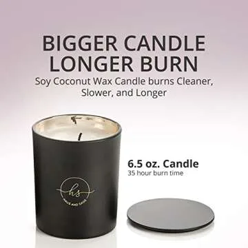 Reed Diffuser & Luxury Scented Candle Gift Set - 6.8 fl oz Sandalwood Geranium Reed Diffuser with 6.5oz Candle with Lid - 6 Fiber Diffuser Sticks Black