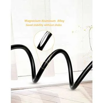 ZTON Universal Cell Phone Holder, Universal Mobile Phone Stand, Lazy Bracket, Flexible Long Arms Clip Mount for iPhone, LG, etc.in Office Bedroom Desktop.(Black)