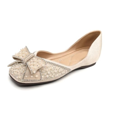 Gloritmo Square Toe Rhinestone Dressy Flats - A Must-Have for Elegant Occasions!