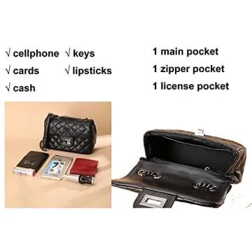Plergi Small Genuine Leather Crossbody Quilted Handbag with Chain Strap Lightweight Cellphone Purse for Women