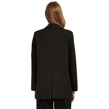 RZIV Women's Casual Long Sleeve Lapel Oversized Button Work Office Blazer Suit Jacket (S, Black)