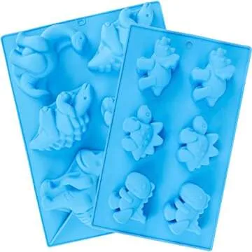 Beasea Dinosaur Soap Mold, 2 Pack 3D Silicone Mat Mini Chocolate Cake Fondant Candy Cookie Baking Making Clay Ice DIY Hard Resin Gummy Cube Tray Set Decoration Handmade Craft Bear Shape