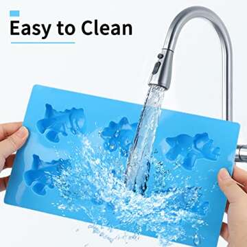 Beasea Dinosaur Soap Mold, 2 Pack 3D Silicone Mat Mini Chocolate Cake Fondant Candy Cookie Baking Making Clay Ice DIY Hard Resin Gummy Cube Tray Set Decoration Handmade Craft Bear Shape