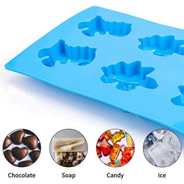 Beasea Dinosaur Soap Mold, 2 Pack 3D Silicone Mat Mini Chocolate Cake Fondant Candy Cookie Baking Making Clay Ice DIY Hard Resin Gummy Cube Tray Set Decoration Handmade Craft Bear Shape