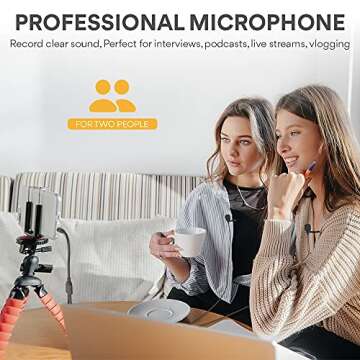MAONO Lavalier Microphone 2 Pack Omnidirectional Dual Lapel Clip-on Mic for Recording, Interview, Podcast, Video, YouTube, Skype, Compatible with iPhone, Smartphone, Computer, Tablet, AU-404