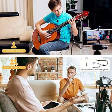 MAONO Lavalier Microphone 2 Pack Omnidirectional Dual Lapel Clip-on Mic for Recording, Interview, Podcast, Video, YouTube, Skype, Compatible with iPhone, Smartphone, Computer, Tablet, AU-404