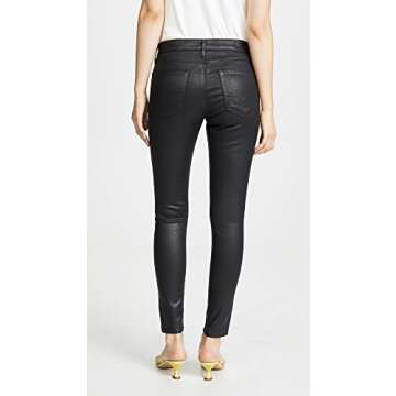 AG Jeans Women Farrah High-Rise Skinny Fit Ankle Pant, Leatherette Super Black, 27