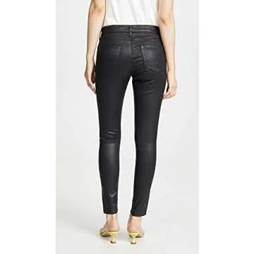 AG Jeans Women Farrah High-Rise Skinny Fit Ankle Pant, Leatherette Super Black, 27