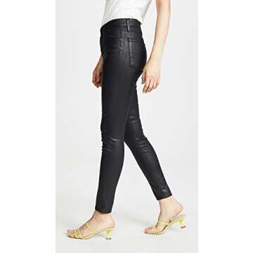 AG Jeans Women Farrah High-Rise Skinny Fit Ankle Pant, Leatherette Super Black, 27