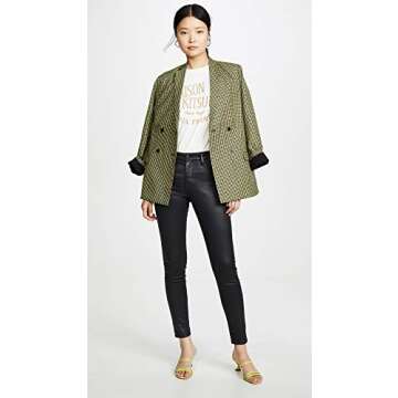 AG Jeans Women Farrah High-Rise Skinny Fit Ankle Pant, Leatherette Super Black, 27