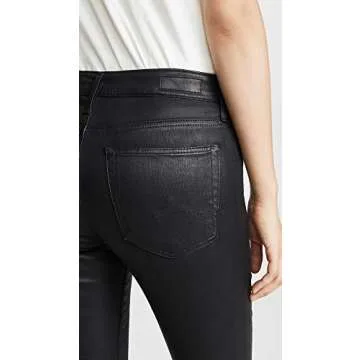 AG Jeans Women Farrah High-Rise Skinny Fit Ankle Pant, Leatherette Super Black, 27
