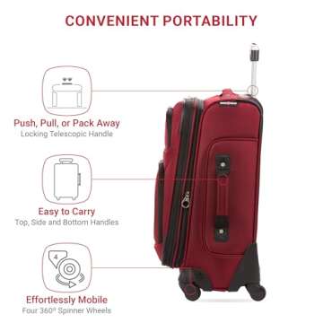 SwissGear Sion Softside Expandable Luggage, Burgundy, Carry-On 21-Inch