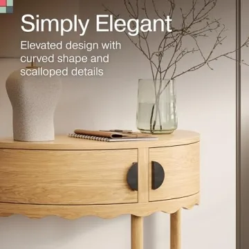 Scalloped Half Moon Console Table - Stylish Entryway Decor