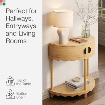Scalloped Half Moon Console Table - Stylish Entryway Decor