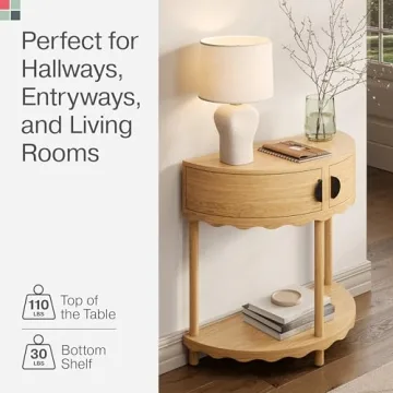 Scalloped Half Moon Console Table - Stylish Entryway Decor