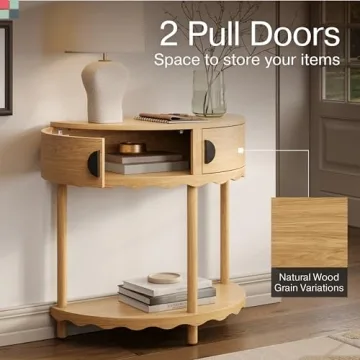 Scalloped Half Moon Console Table - Stylish Entryway Decor